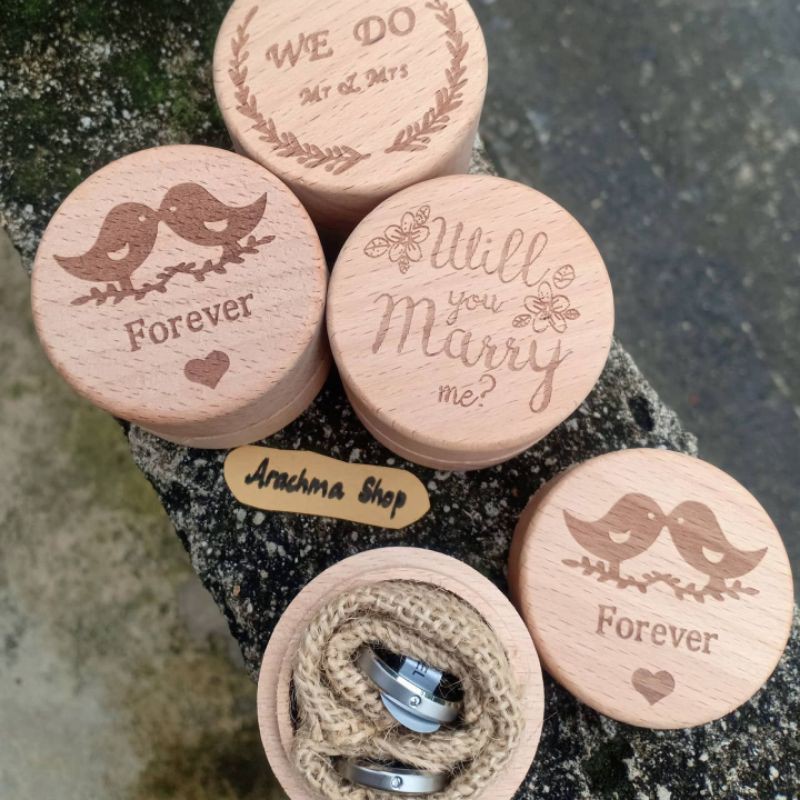box cincin bulat / box kayu bulat / kotak cincin bulat