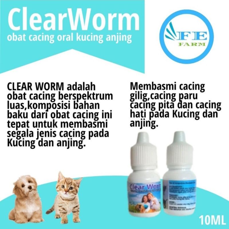 OBAT CACING ORAL OBAT CACING HEWAN KUCING ANJING KELINCI DLL CLEARWORM TERAMPIH TERMURAH