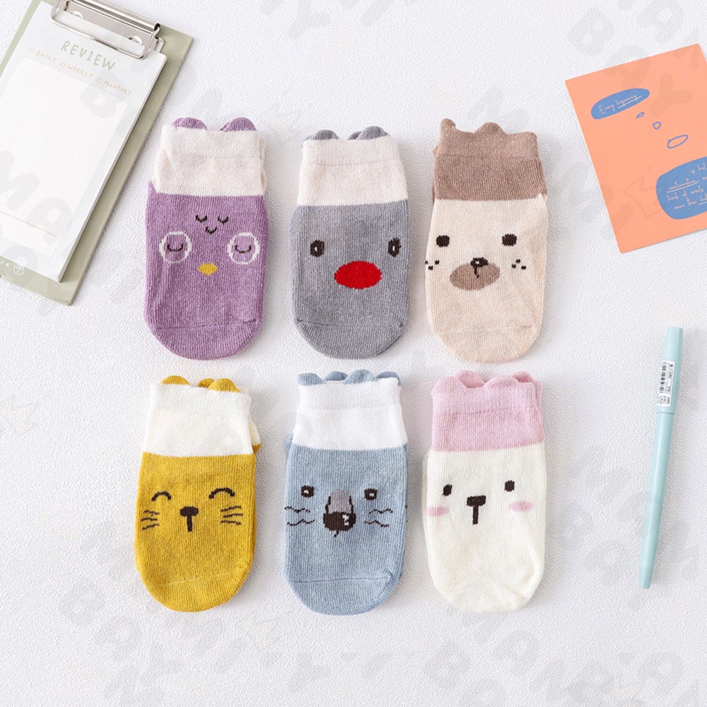 OKEYI Kaos kaki bayi pendek motif satwa kaos kaki anak anti slip