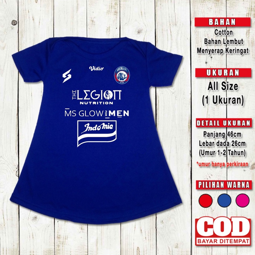 Dress Anak Perempuan Bola AREMA  MALANG Pakaian Dres Bayi Kado Baju Bola Anak Jersey Cewek 1 tahun -
