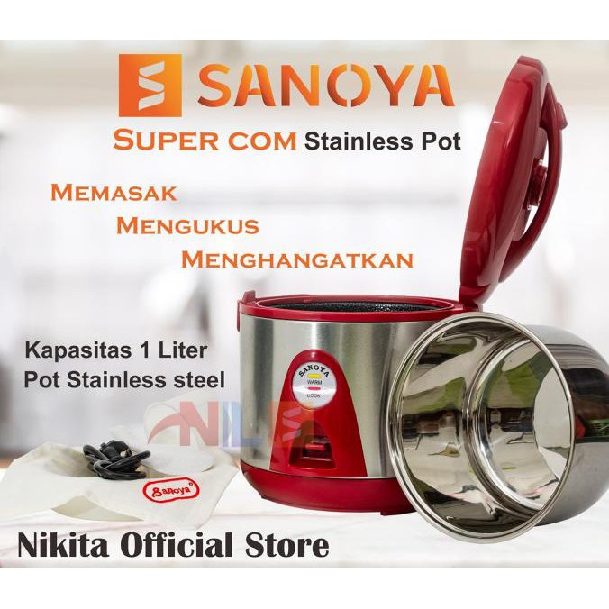 Super Com Sanoya Stainless Pot | Rice Cooker Mini 1 Liter - Promo 