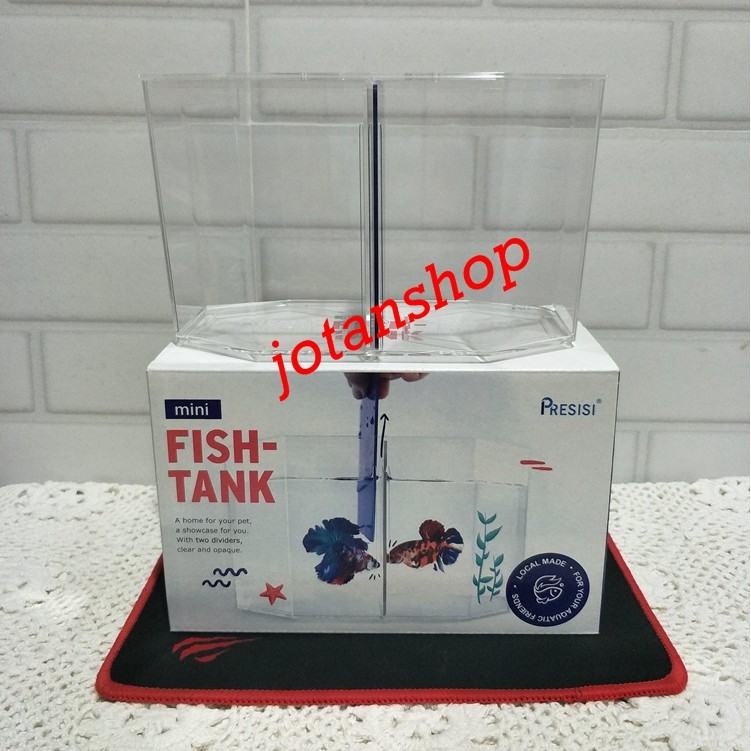 mini fish tank presisi betta soliter ikan cupang hias kecil sekat akrilik bening