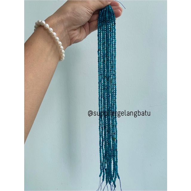 batu AQUAMARINE SERAT BIRU TUA FACETED 4mm cutting aksesoris craft