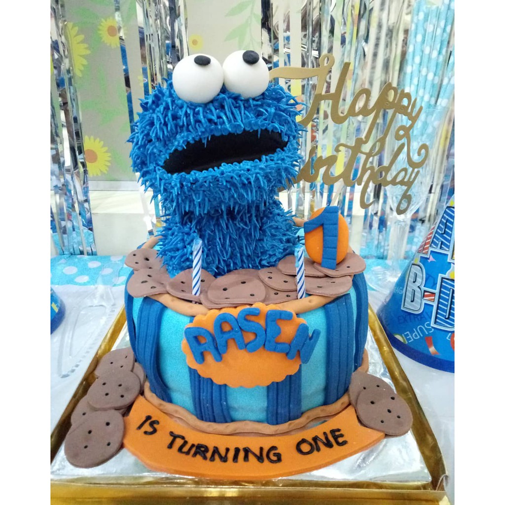 

Kue Tart Cake Elmo Cookie Monster Custom Design Surabaya