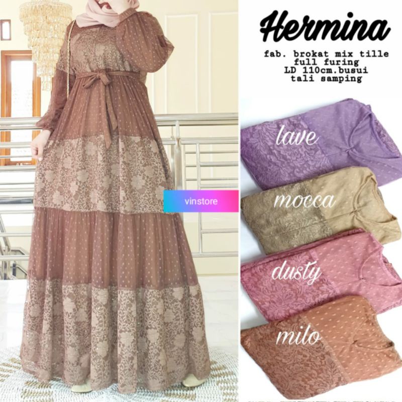 HPS Store - Vin Dress gamis broklat Hermina | Dress | Pakaian Muslim | Gamis | Muslimah Outfit | mod
