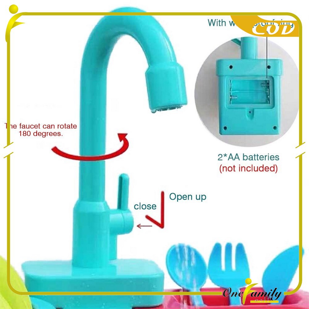 ONE-M31 M109 Mainan Anak Kitchen Sink Tempat Cuci Piring Set Mainan Kran Air Wastafel BISA KELUAR AI-5
