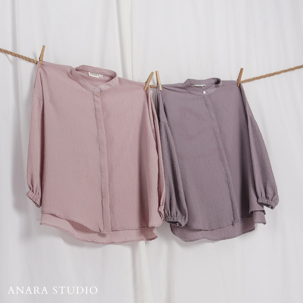 ANARA Maggie Oversized Boouse | Blouse Wanita Lengan Panjang | Baju Kantor