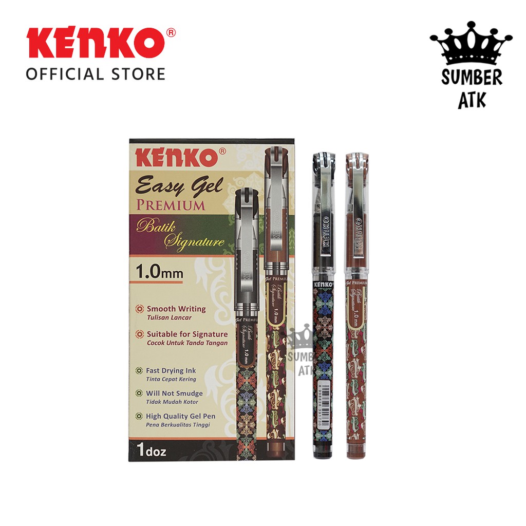 

Pulpen / Pena KENKO Gel Pen Easy Gel Premium 1.0 Mm 1.0mm Batik Random Color - 1 PCS