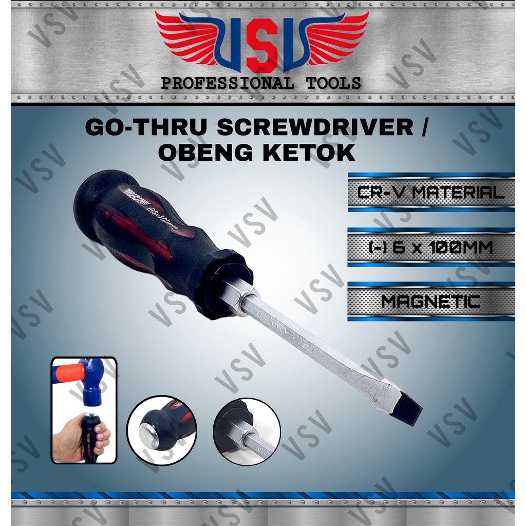 VSV Obeng tembus 6x100[-] / obeng getok / obeng ketok / impact screwdriver