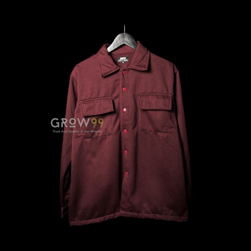 SHACKET JACKET PLEECE - JAKET SHACKET PRIA ORIGINAL - JAKET CASUAL PRIA-MAROON