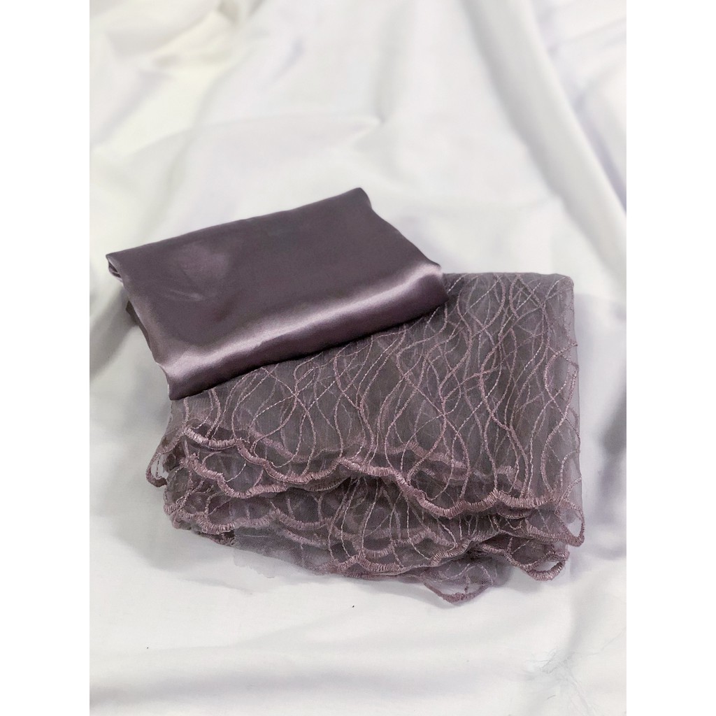 Paket Dress dan Kebaya combo kain BROKAT Tille + kain SATIN