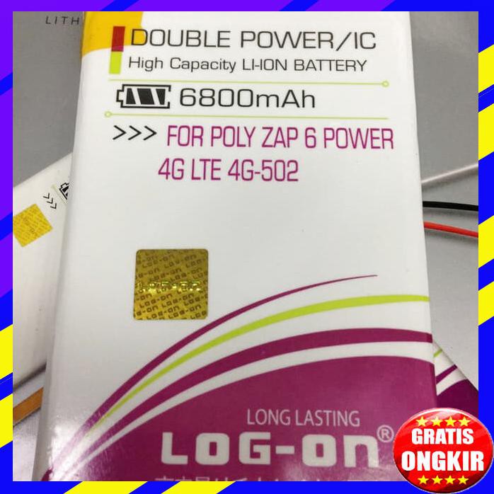 ACC HP BATERAI POLYTRON ZAP 6 POWER 4G LTE 4G 502 6800MAH DOUBLE POWER LOG ON