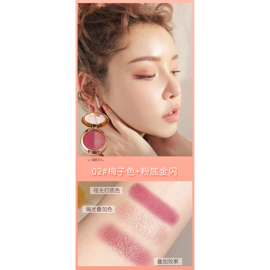 Lameila Palet Eyeshadow Matte 2 Warna Eyeshadow Glitter Highlitter Mata Berkilau Rias Wajah Menawan LS 5121