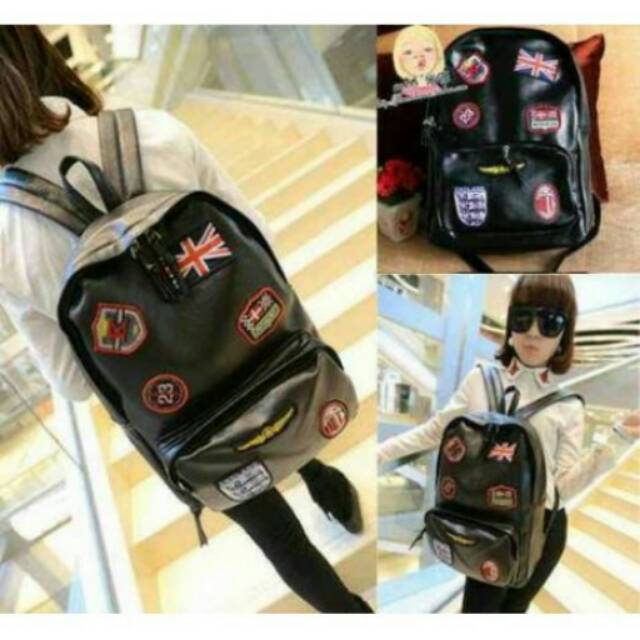 perlengkapan sekolah anak Backpack tas ransel 836 Embroiderry Flag