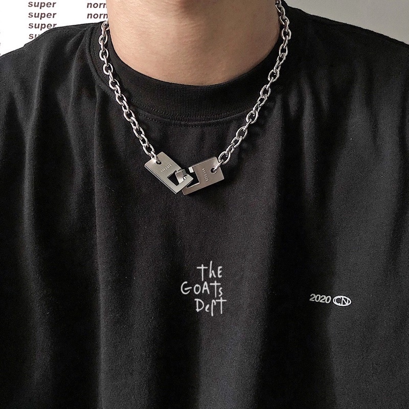 The Goats Dept - ( Real Titanium ) 808 Square Chain Necklace Original / tgd564 Original Kalung Real 