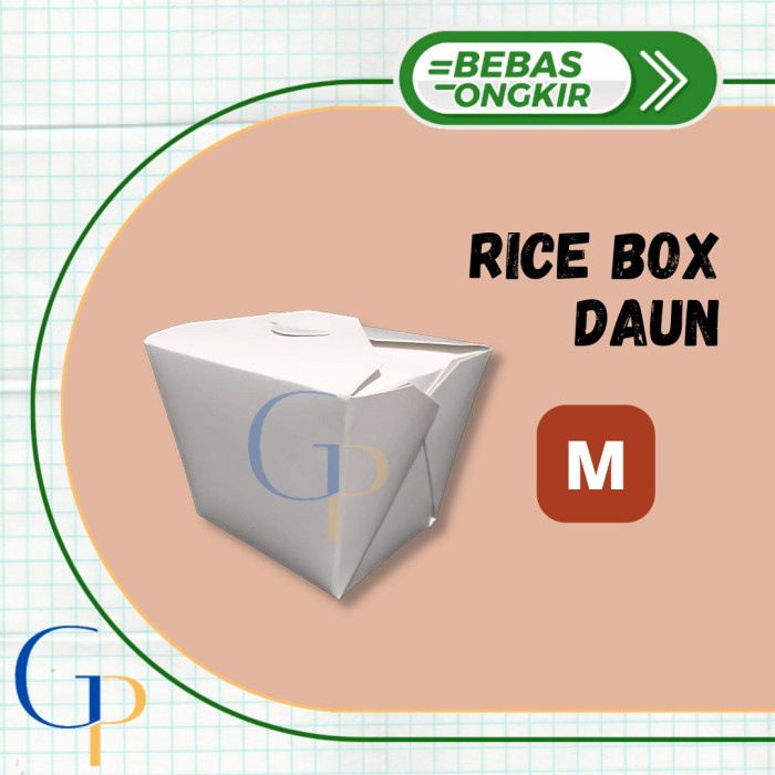 Paper Rice Box Ukuran M Merk Daun Warna Putih/ Foodpail Ekonomis