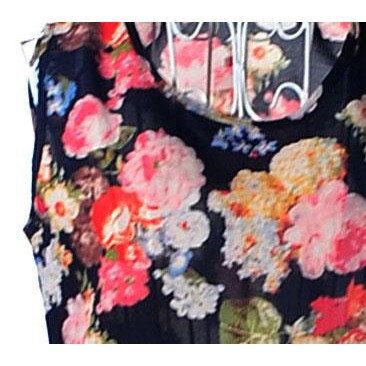 Women's Stylish Black Floral Chiffon Vest