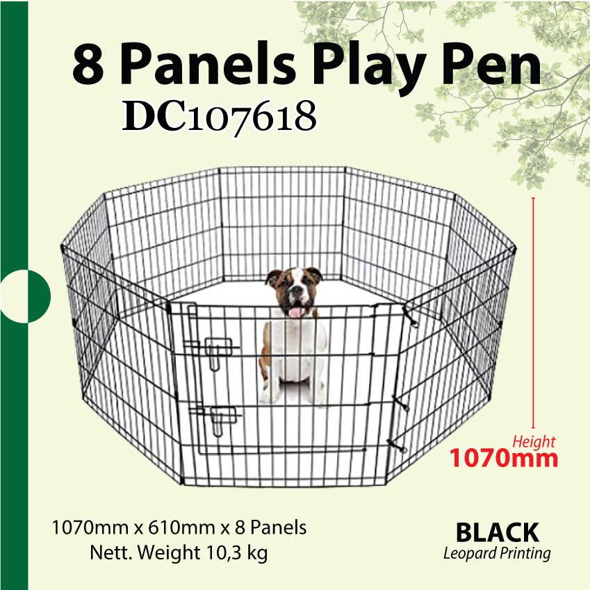 Play Pen / Fence Anjing 8 Panel Tinggi 107cm DC107618 || PAGAR INDOOR OUTDOOR 107X61 (8 PANELS)