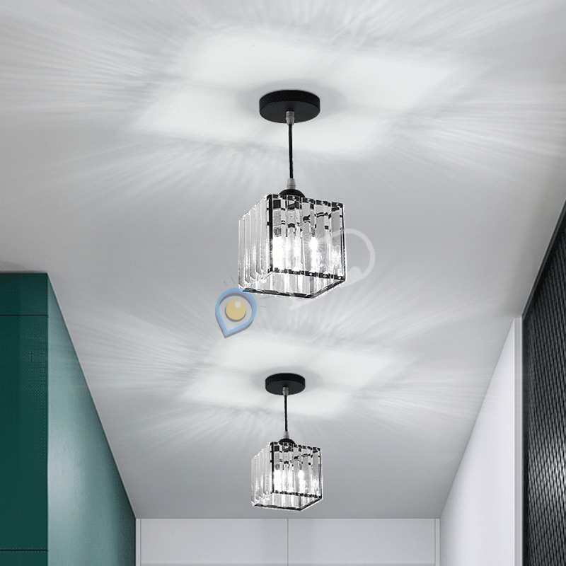 Lampu Plafon Gantung Kristal Minimalis 2 Model (Kotak &amp; Bulat) Lampu kristal plafon rumah Lampu ceiling kristal kotak modern crystal round ceiling lamp