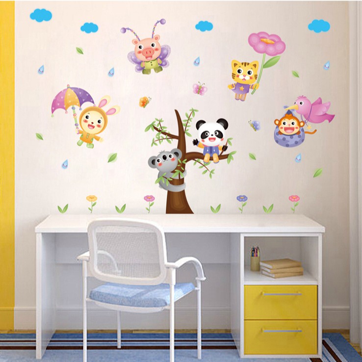 Reliza Wall Sticker Pohon Hewan Tree animal Panda Koala 8206 Stiker Dinding