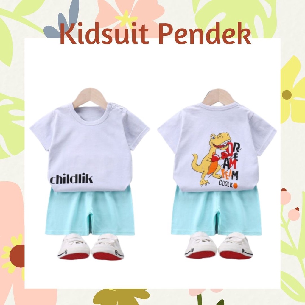 plazababyku KIDS SUIT PENDEK Setelan Anak Bahan Kaos Lengan +Celana Berkualitas Import 0-3 Tahun ebv