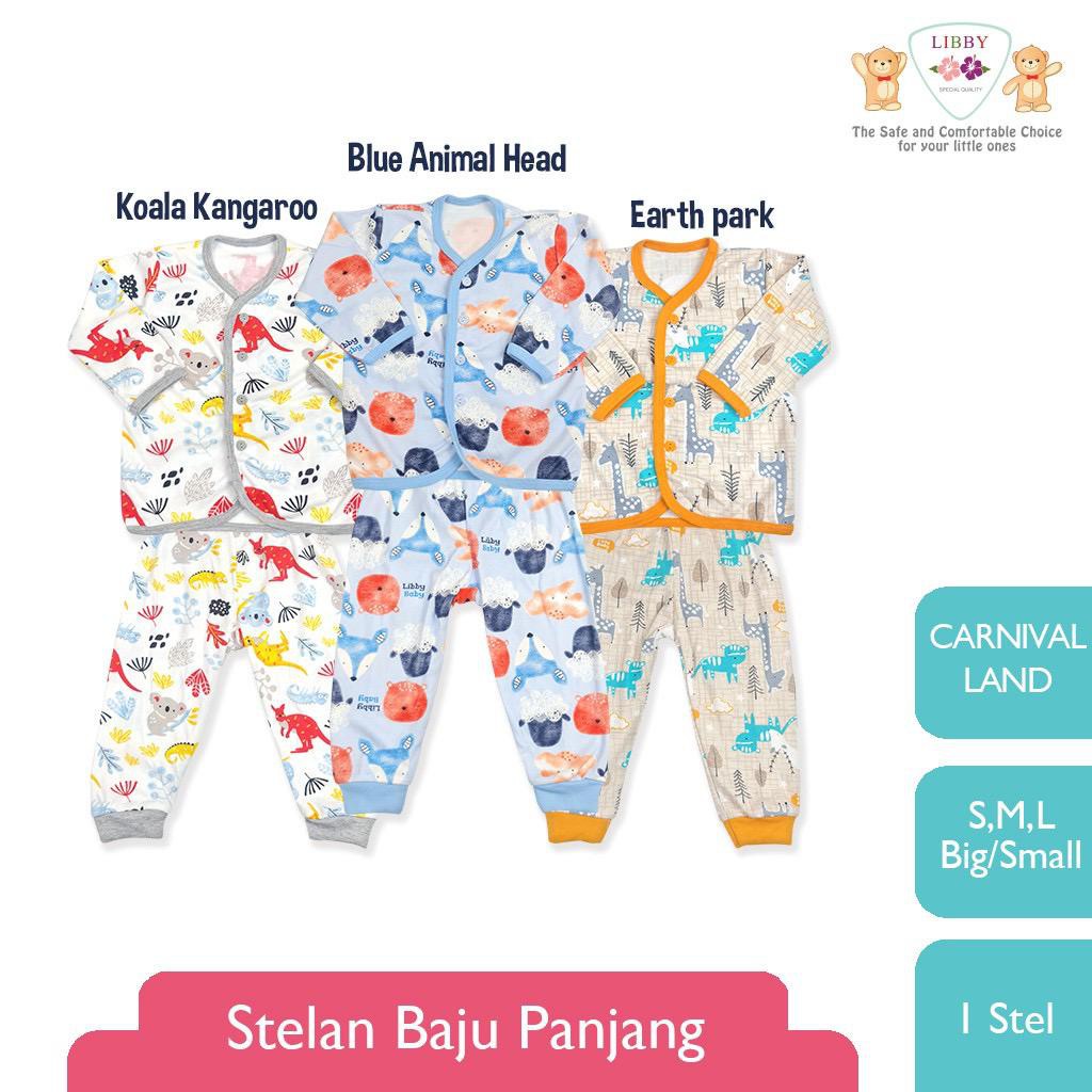 Libby Baju Setelan Bayi Ukuran M, L - Libby Setelan Panjang Kancing Depan