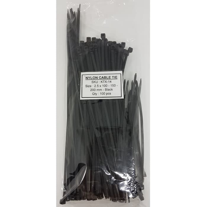 KABEL TIES MIX 2.5 x 100 - 150 - 200 MM HITAM - 100 PCS KTX-14