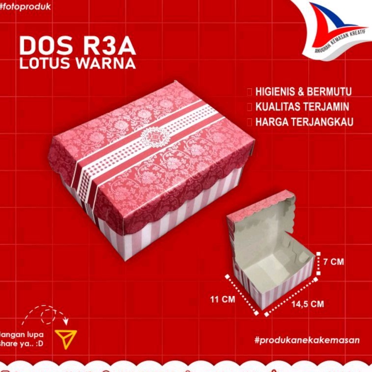 Dos Kue R3 - R3ba Motif / Kotak Kue (100 Pcs)