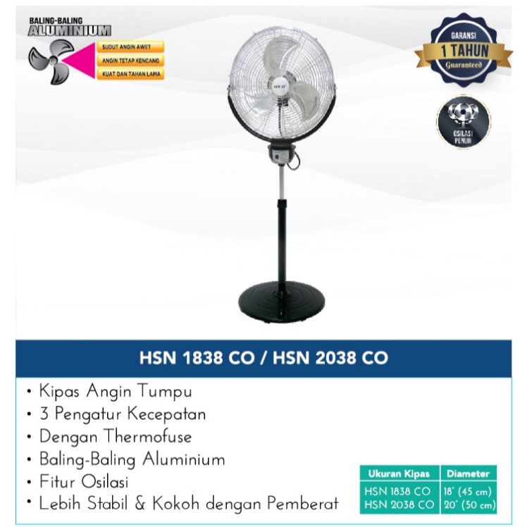 medan elektronik sekai kipas angin tumpu performa tinggi hsn 1838co