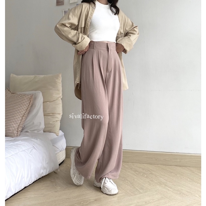 BEFAST - ZFS OOTD Wanita Celana Kulot ERICT / 3412 CELANA KULOT CRINCLE PREMIUM / Celana Panjang Polos / Kulot Trendy / Celana Kulot Kekiniaan Remaja / Fashion Ala Korean Styke / Celana Panjang Terbaru 2022