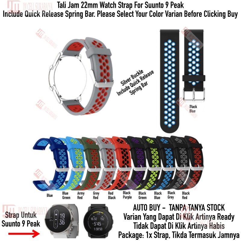 NSB Tali Jam 22mm Watch Strap Suunto 9 Peak / Pro - Rubber Sporty Silikon