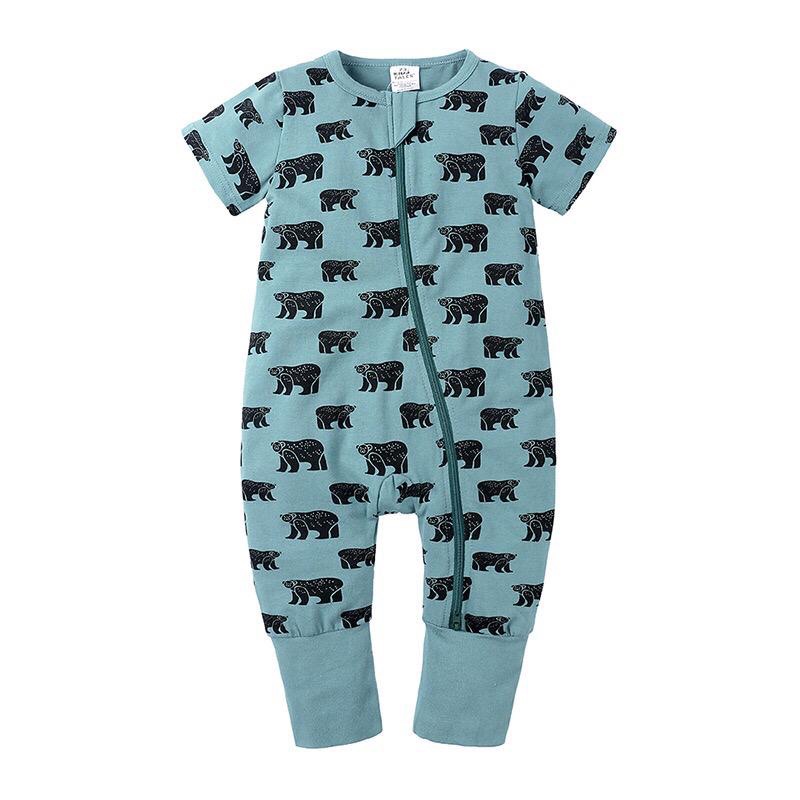 BABY K2 - Baby short sleeve zippersuit motif beruang