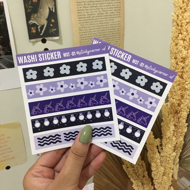 

Stiker planner untuk dekorasi PURPLE WASHI STICKER SHEET