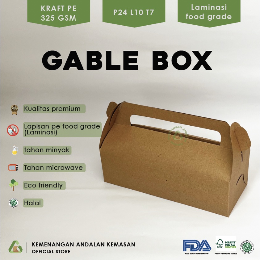 

Gable Box / Gable Box Bolu Gulung / Kotak Kue / Box Makanan / Dus Hampers (WAJIB MEMBELI EXTRA PACKING)