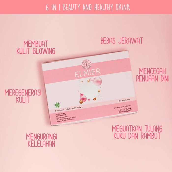 Elmier Collagen Drink Minuman Kolagen Original isi 12 Sachet