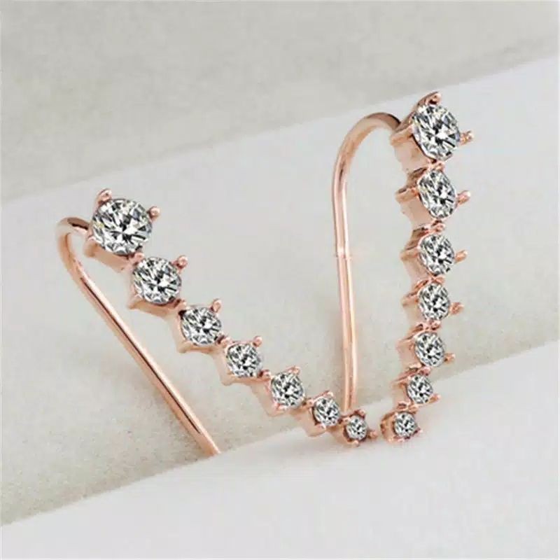 FerenHongXia 1 pasang anting pejantan korea baru chic lady wanita kristal anting ear hook