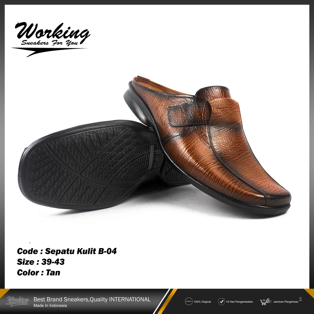 Sepatu Pria Kulit Working B-04 // Sepatu Kerja // Sepatu Pria Keren // Sepatu Kulit Asli 100% Realpict Bisa COD