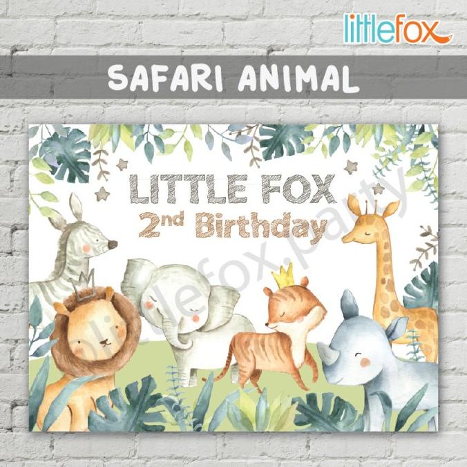 Helnan_Store | Banner / Backdrop / Spanduk Ulang Tahun Woodland Animal / Jungle