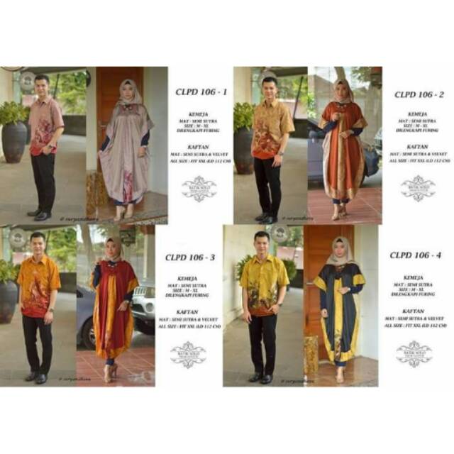 CLPD 106 Kaftan Couple semi sutra Muslim big size batik plus size pasangan seragam