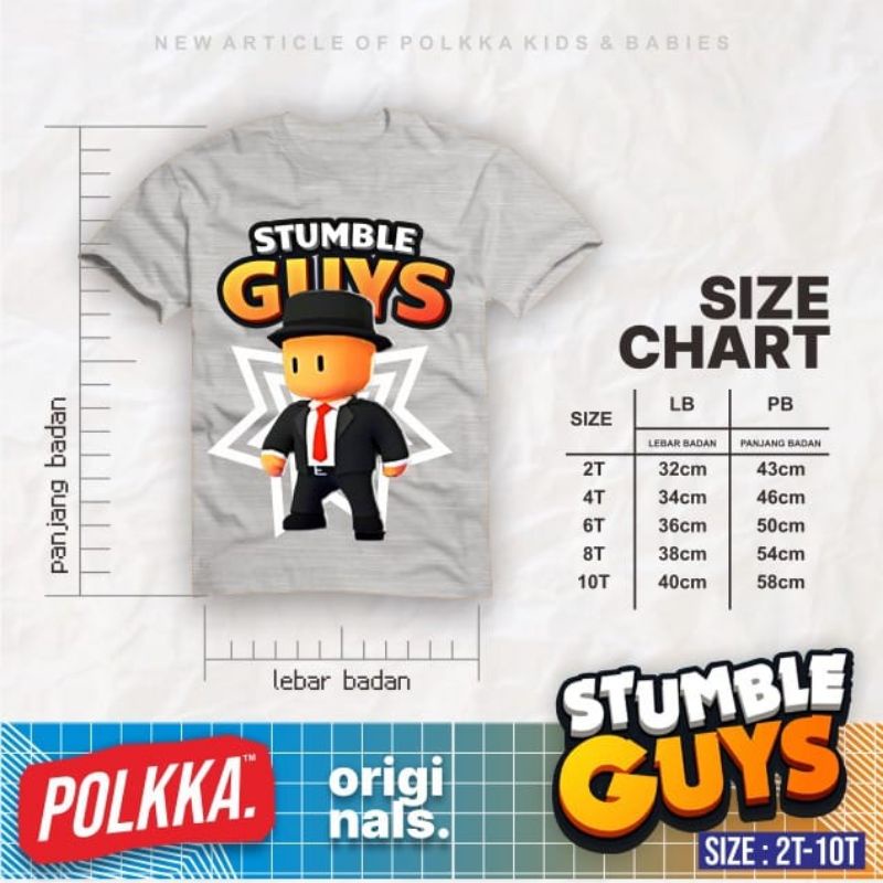 KAOS STUMBLE GUYS BY POLKKA SIZE KIDS 2-10 T nablfashion