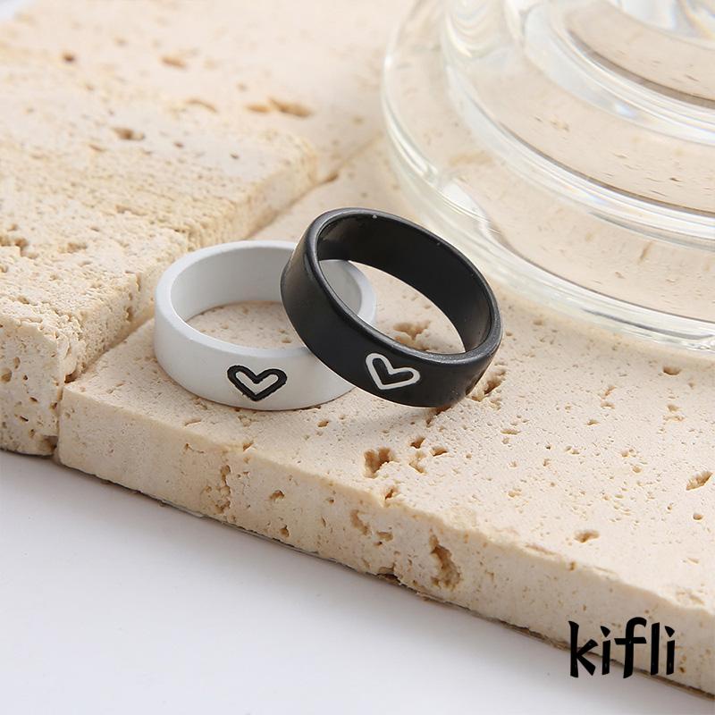 2PCS / Set Cincin Desain Hati,Gaya Simple Kreatif,Untuk Wanita