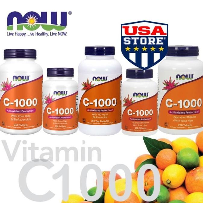 NOW FOODS VITAMIN C 1000 MG 100 & 250 CT Vit C1000 1000mg Food VitC
