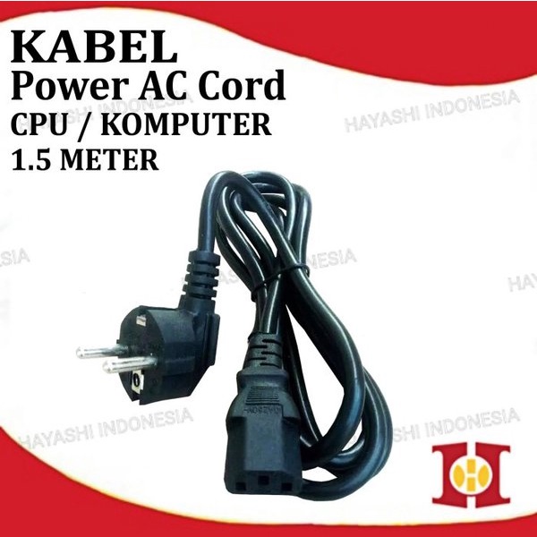 Kabel Power AC Cord Listrik Komputer PC CPU Desktop Cable 3 Lubang Pin