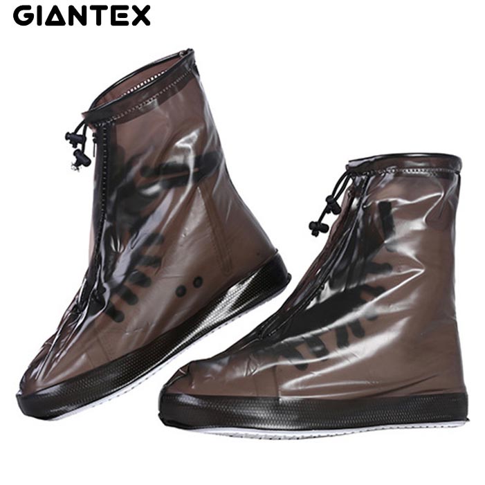 g8c giantex cover hujan sepatu waterproof semi transparent size xl pelindung sepatu / sandal / kakidari air hujan z-d203-1 - coffee Or-i