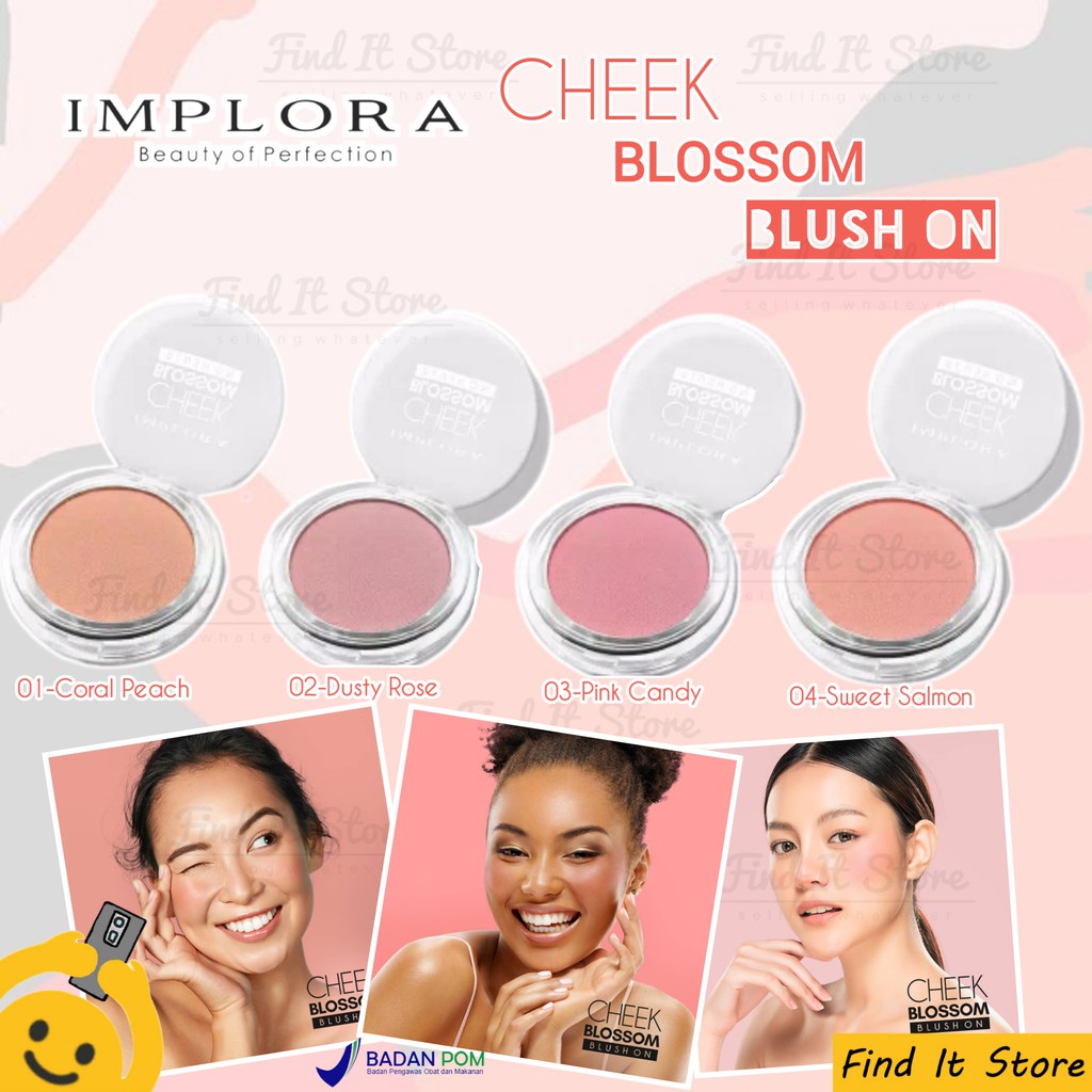 Implora Cheek Blossom Blush On | Perona Pipi Blush On Padat | BPOM