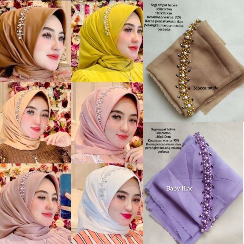 Segiempat Payet Bunga Mutiara lasercut