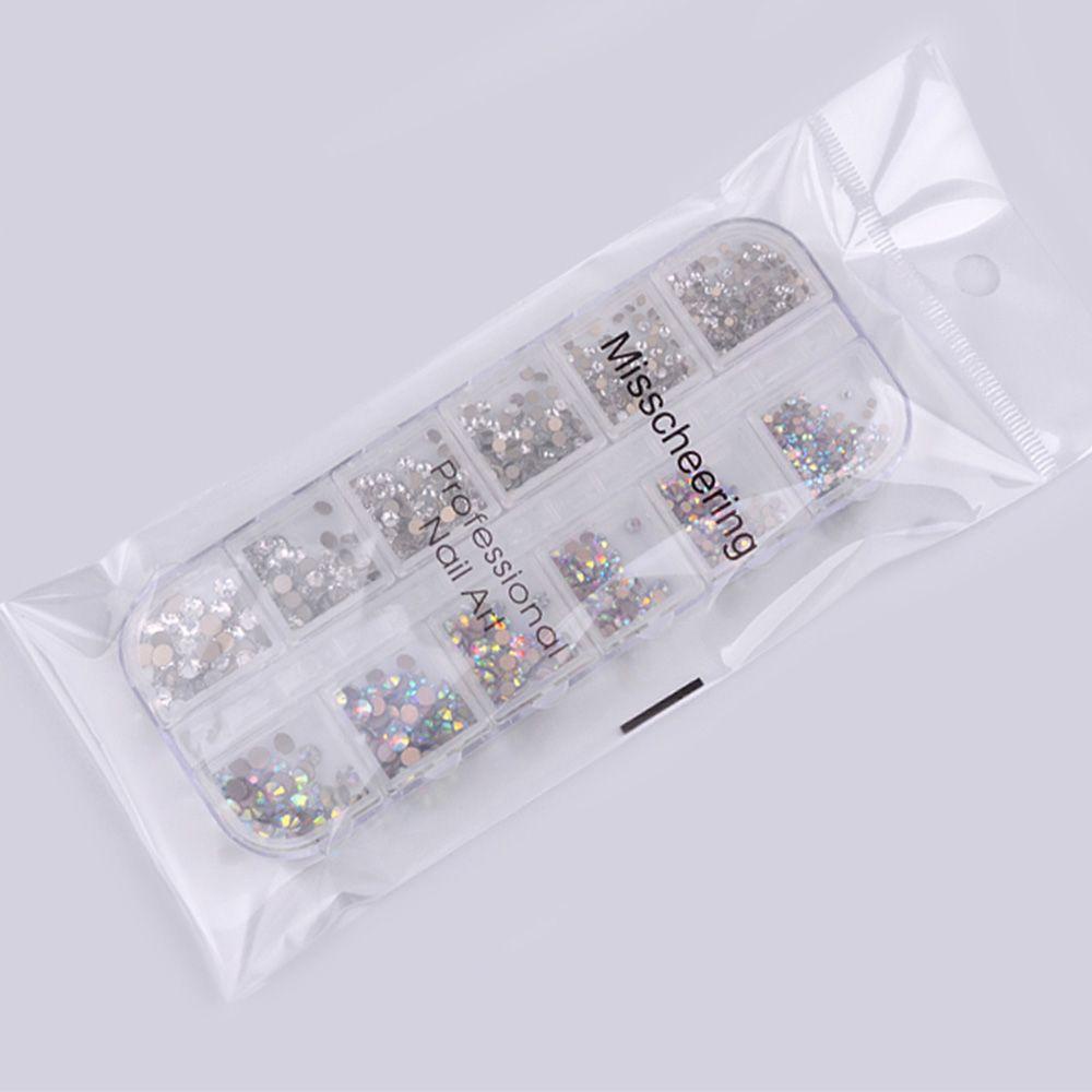 AUGUSTINA Pesona Nail Art Agustina Shiny 1kotak Dekorasi 3D Manicure Flatback AB Kristal Ukuran Campur