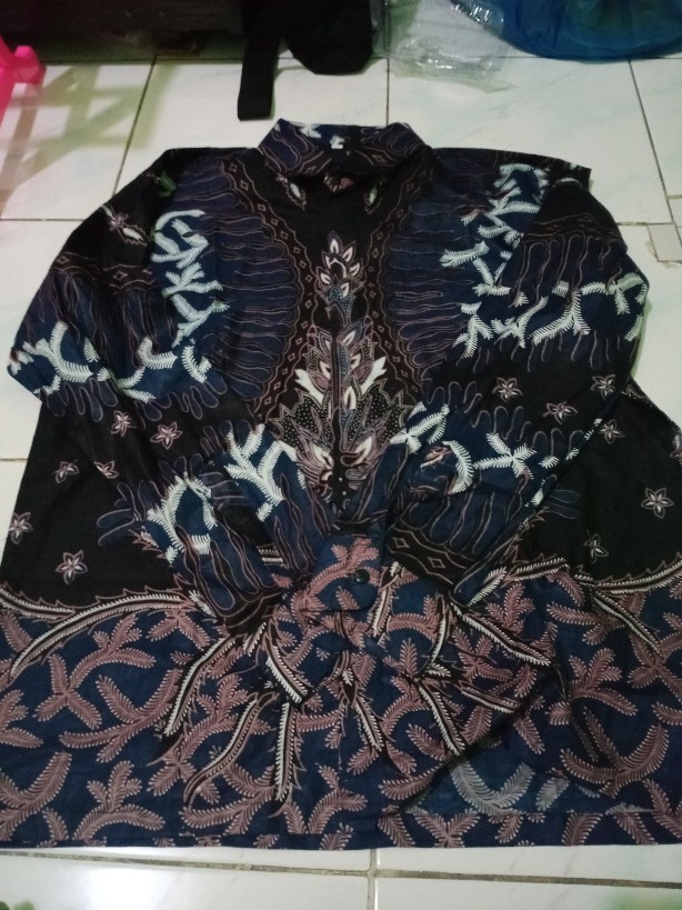 Kemeja Batik Pria Lengan Panjang Size M L Xl Xxl  Bswart Batik Hrb026 Kenongo Hem Panjang Padi