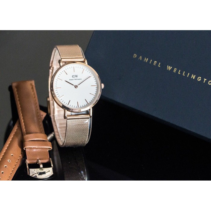 Jam Tangan Wanita / Jam Tangan Cewek / DW Set / Stainless RGold White