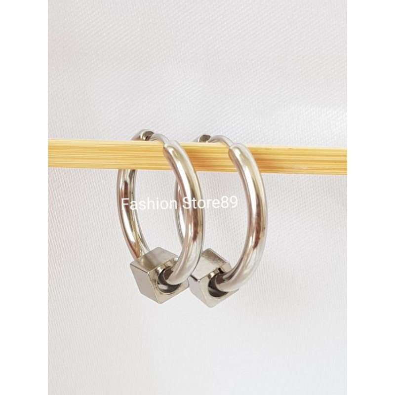 NEW REALPICT READY STOK anting Bulat tusuk titanium white import Antikarat Selamanya Anting Titanium